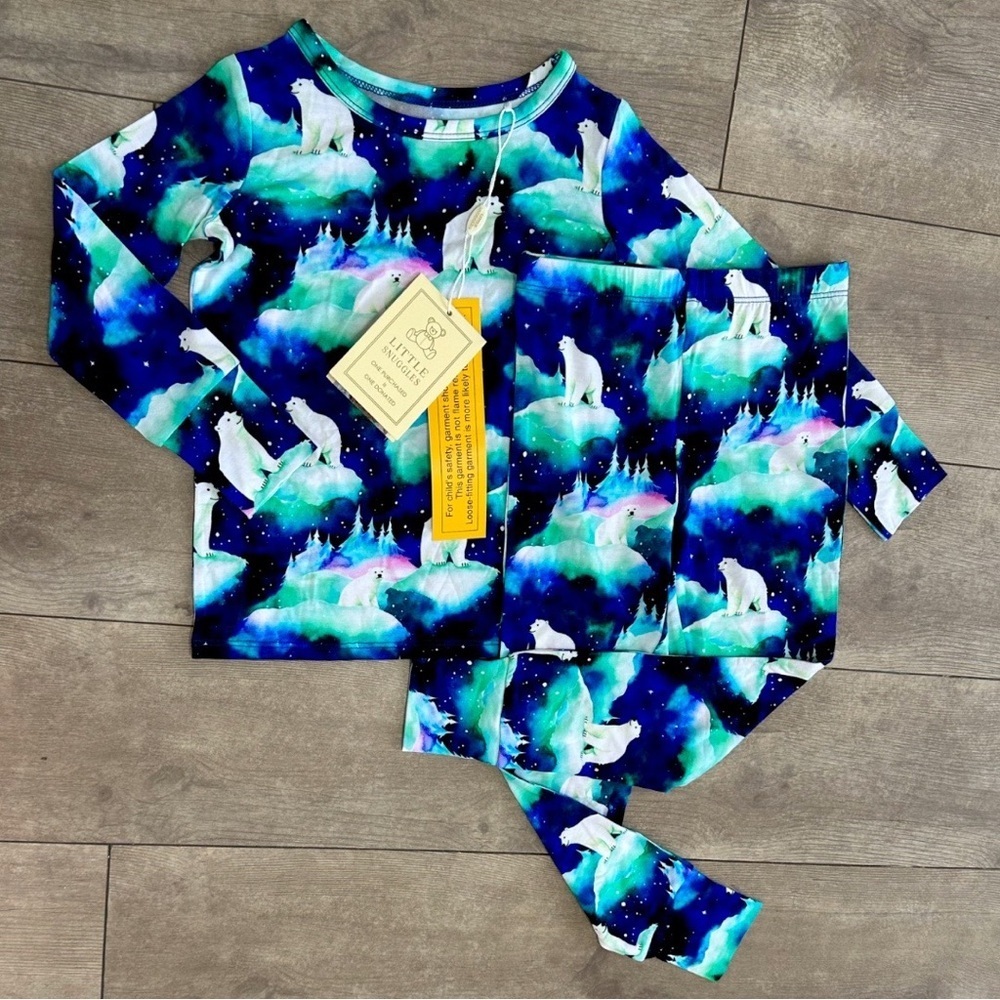 New Little Snuggles Bamboo Winter Polar Bear Bamboo Pajamas Set 3T Toddler